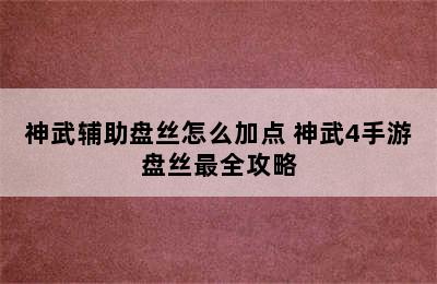 神武辅助盘丝怎么加点 神武4手游盘丝最全攻略